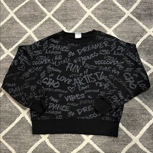 Zara Black Graphic Girls Sweatshirt